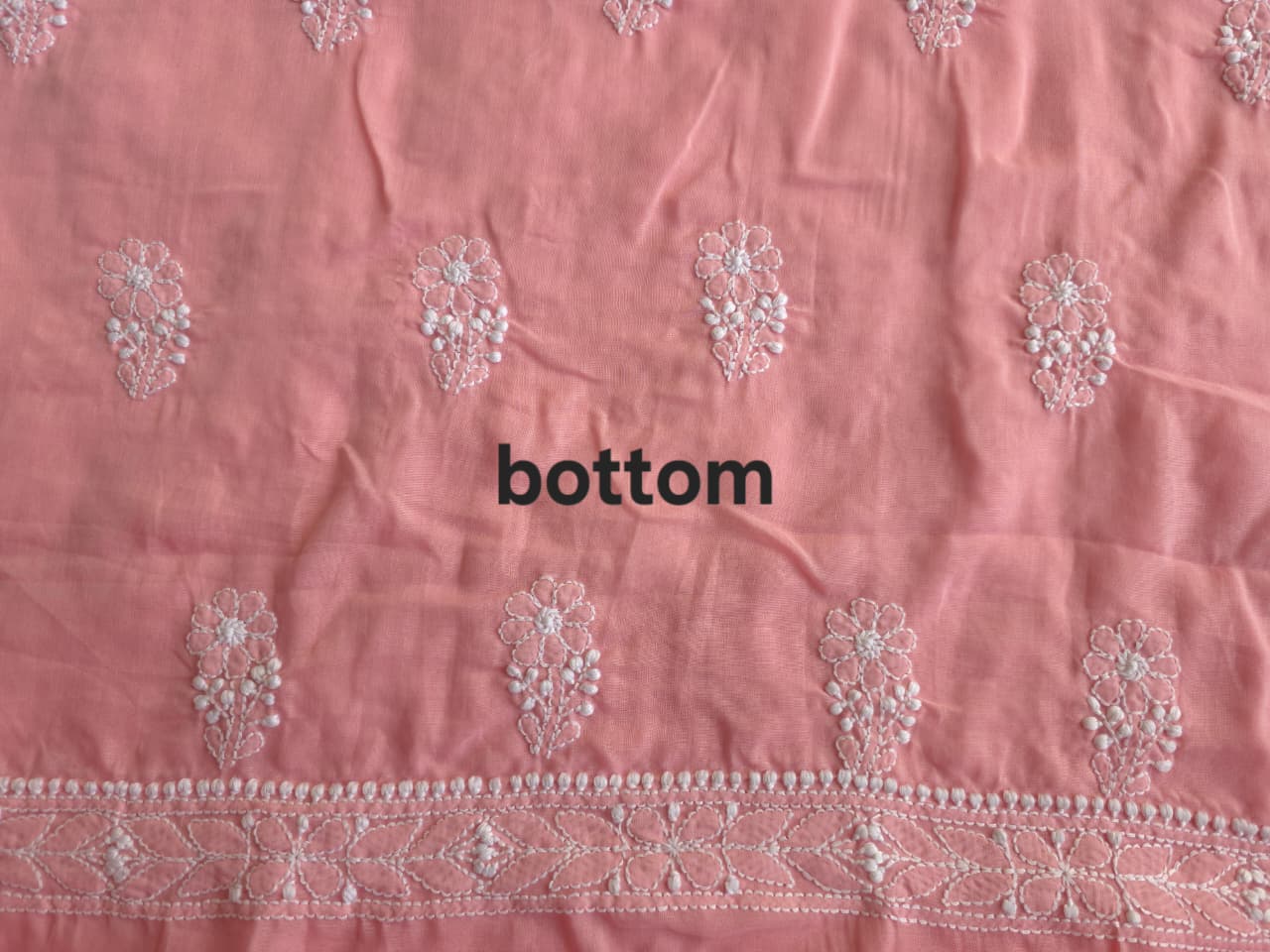 Peachish pink Soft cotton full set with Cotton Dupatta