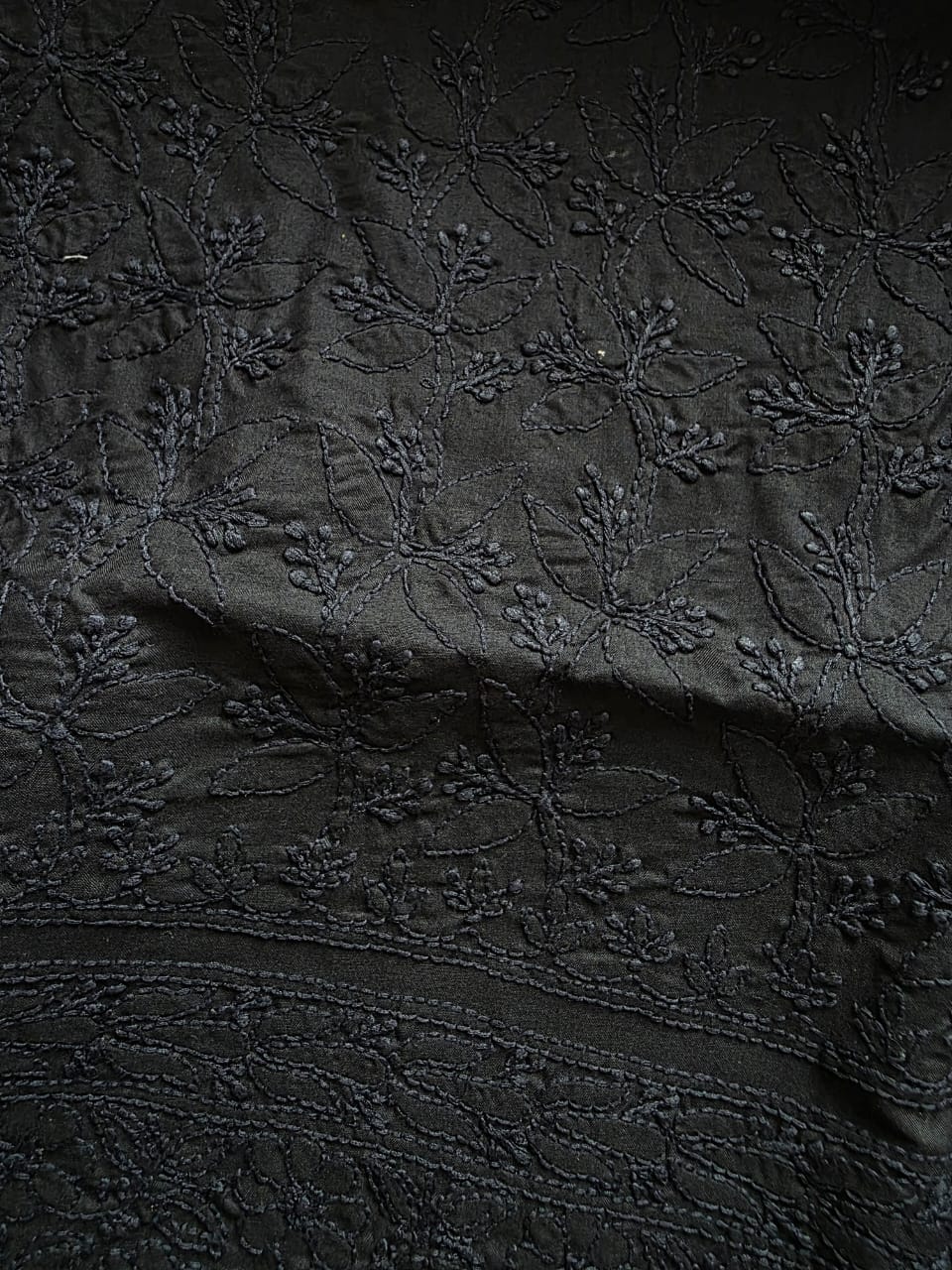 Black Cotton Full set with Only fine chikankari handwork