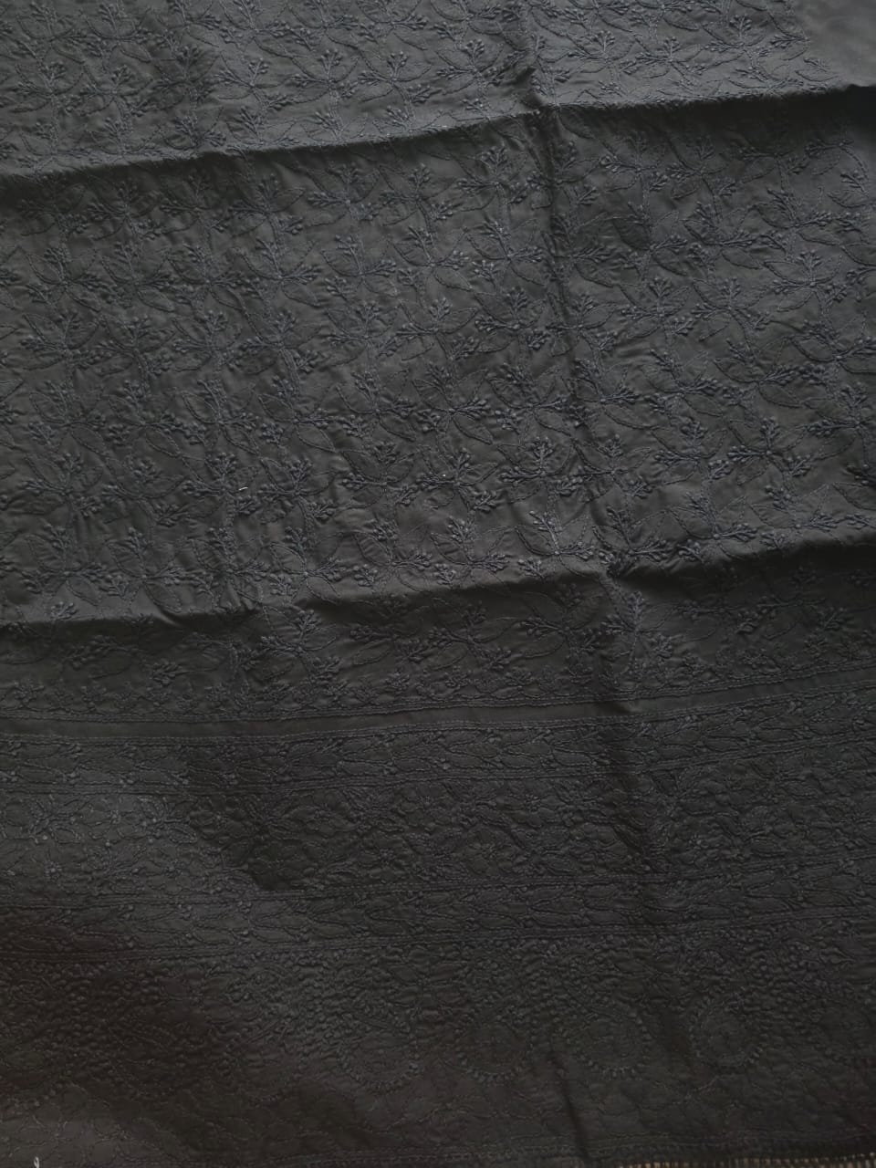Black Cotton Full set with Only fine chikankari handwork
