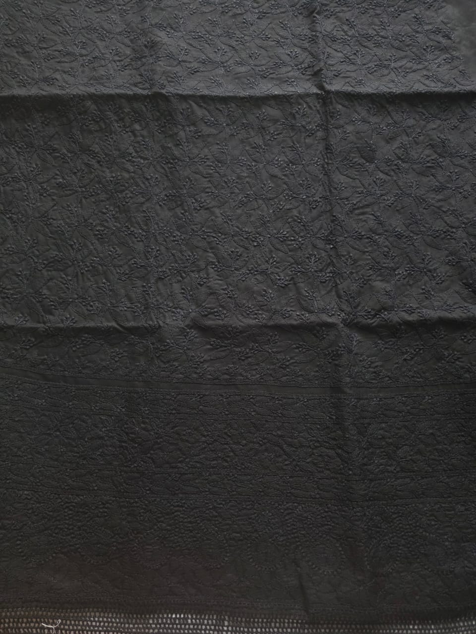 Black Cotton Full set with Only fine chikankari handwork
