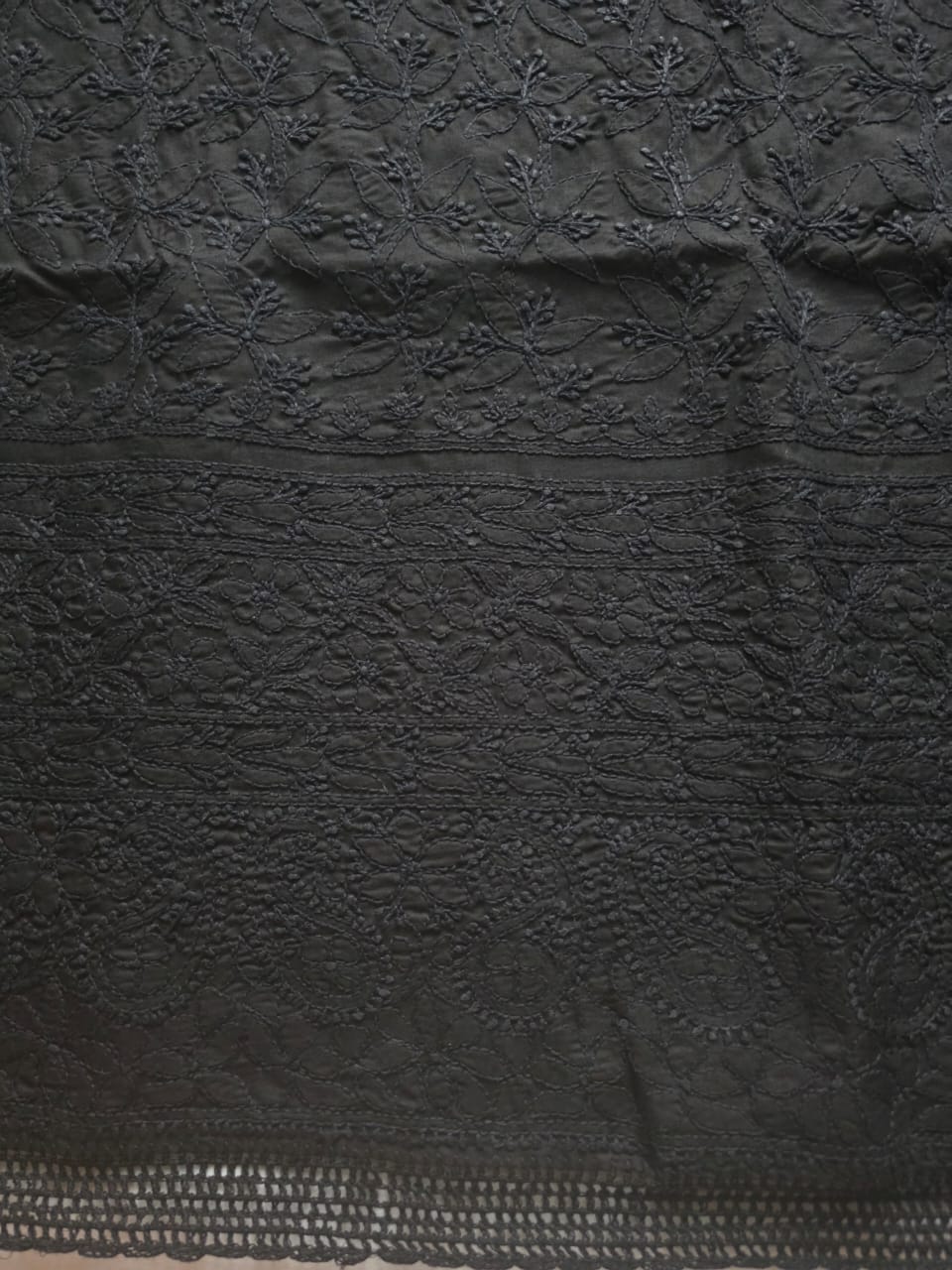 Black Cotton Full set with Only fine chikankari handwork