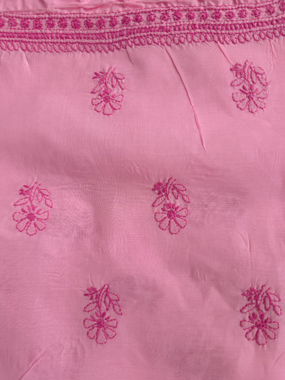 Pink cotton full set with fine handwork  Daraz applique