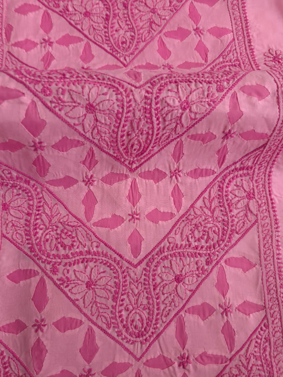 Pink cotton full set with fine handwork  Daraz applique