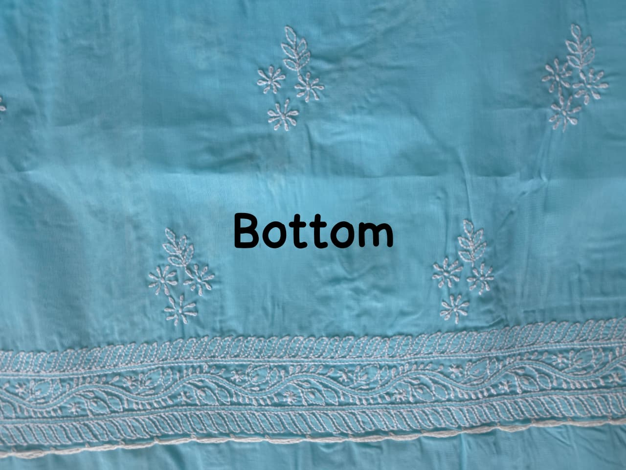 Sky blue Cotton full set with fine handwork and embellishments