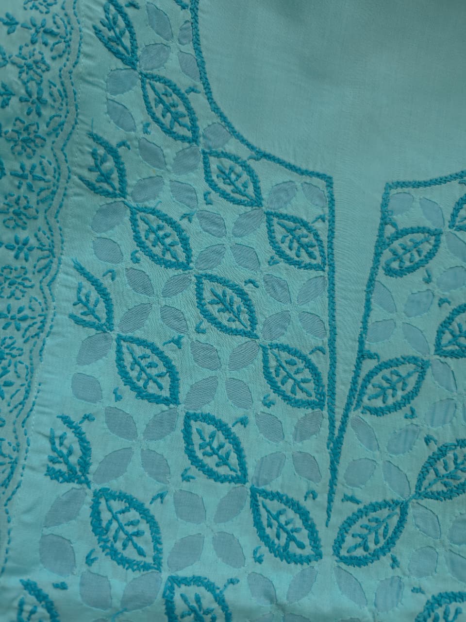 Blue Cotton full set with chikankari and Applique work