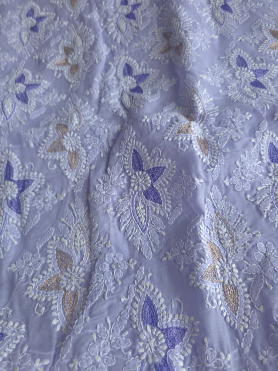 Lavender Cotton full suit with chikankari and embellishments