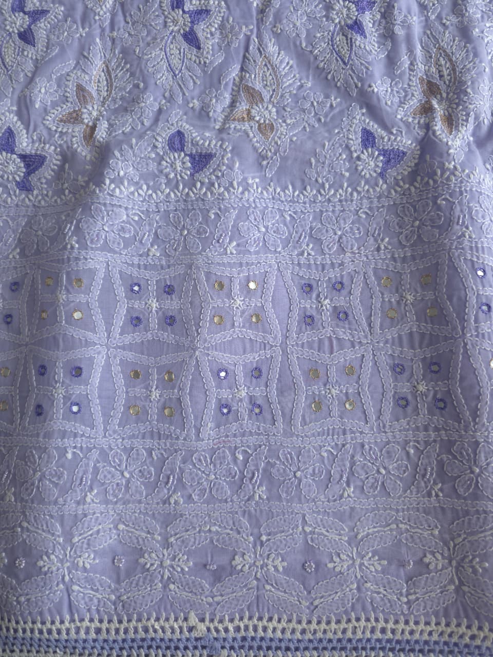 Lavender Cotton full suit with chikankari and embellishments