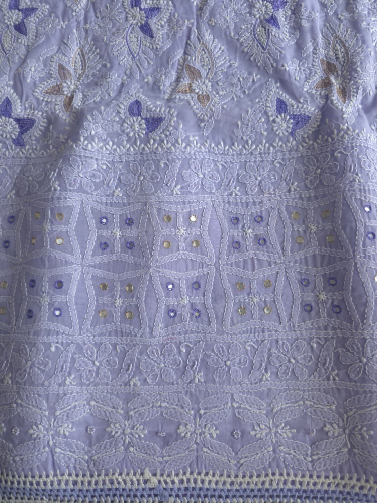 Image of Lavender Cotton full suit with chikankari and embellishments