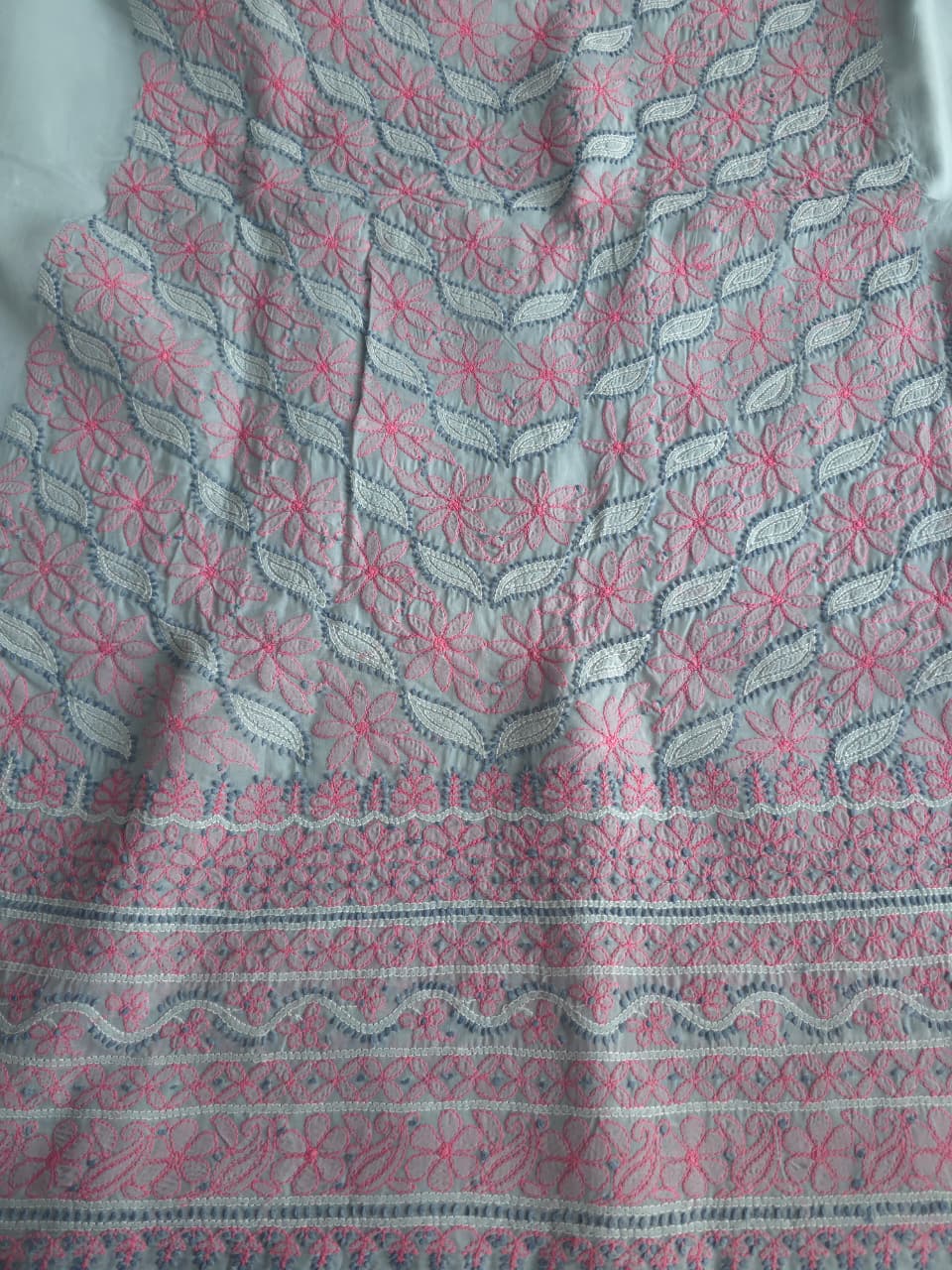 Grey cotton set with Contrast work and Designer dupatta