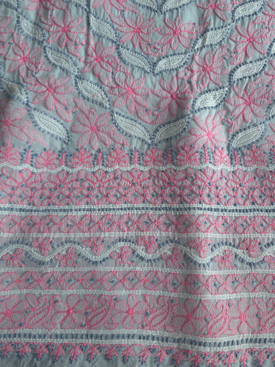 Grey cotton set with Contrast work and Designer dupatta