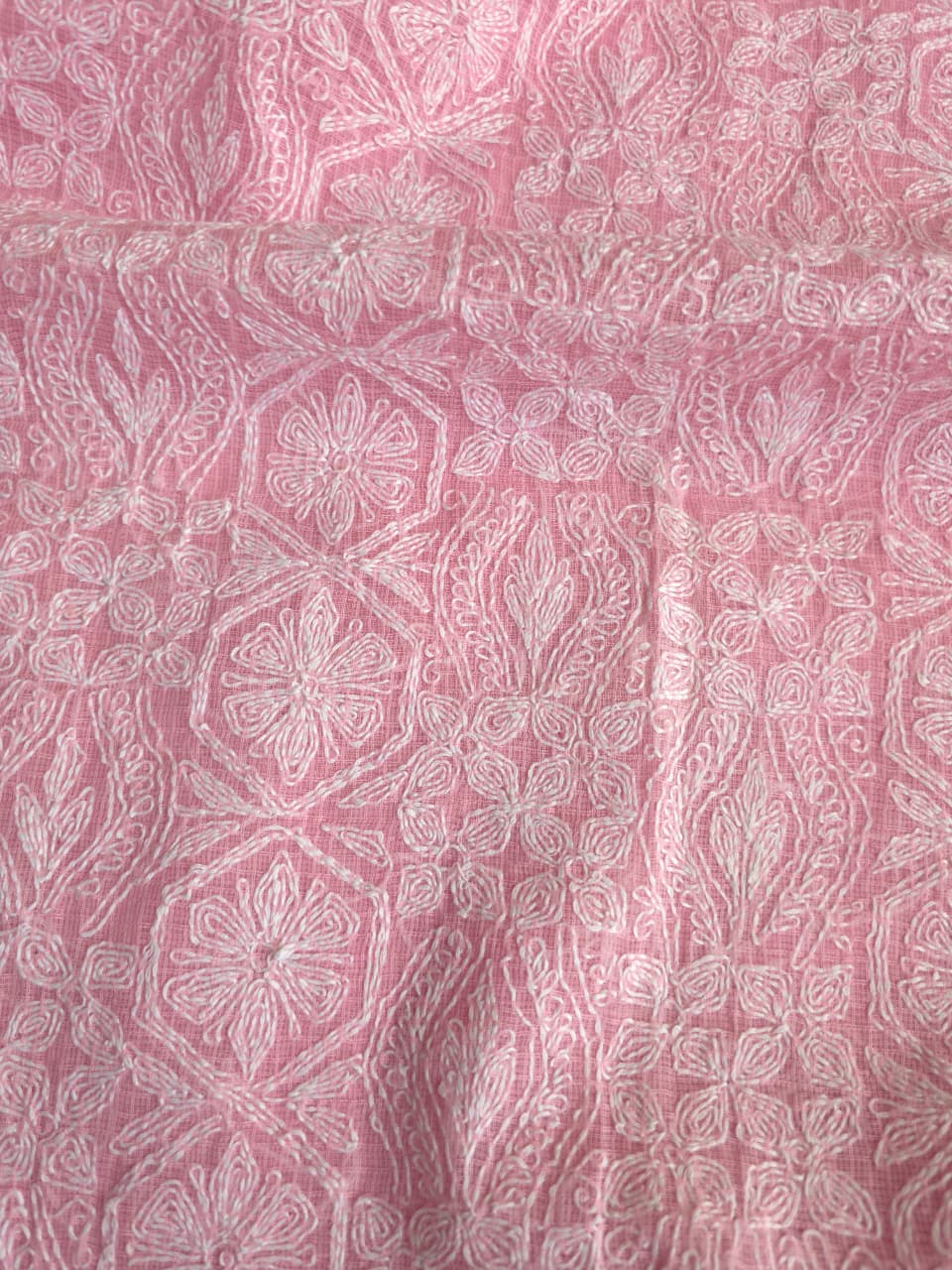 Pink Kota cotton kurta dupatta with Fine Tepchi Jaalwork