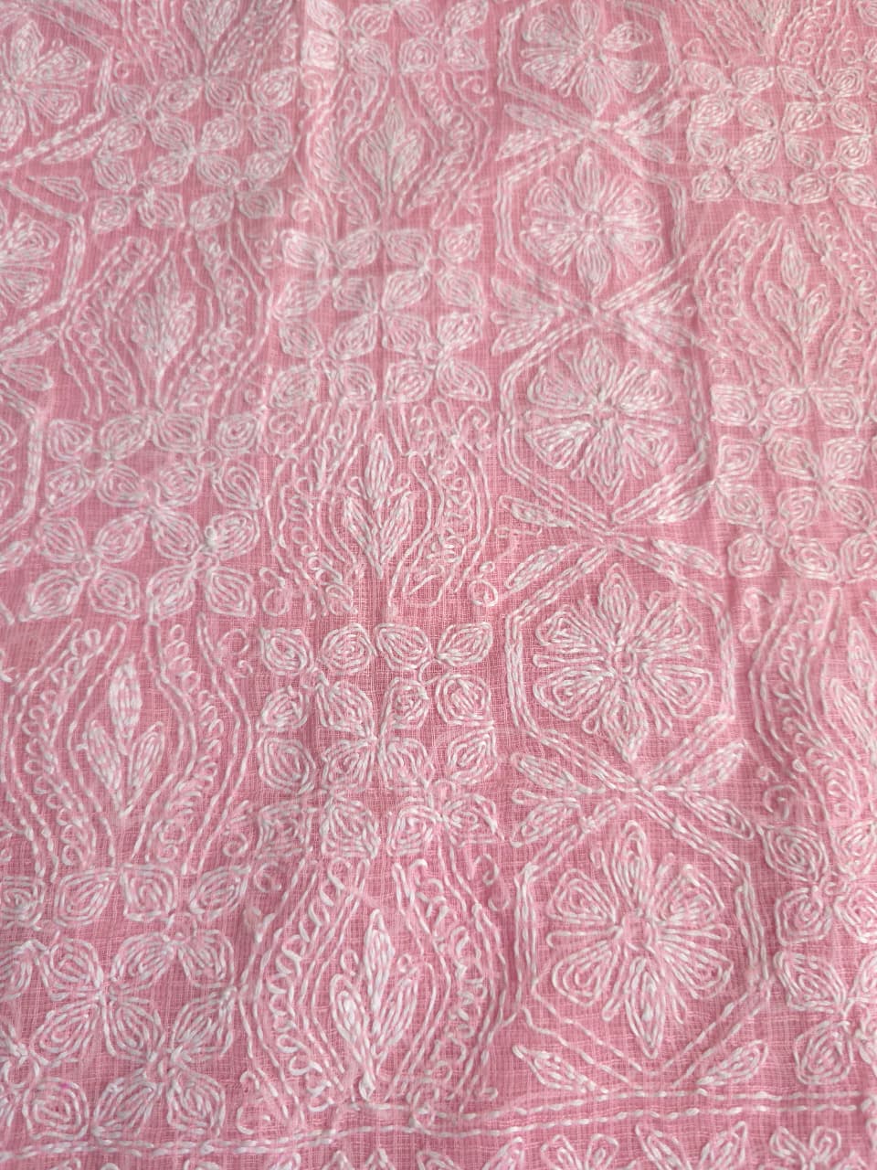 Pink Kota cotton kurta dupatta with Fine Tepchi Jaalwork