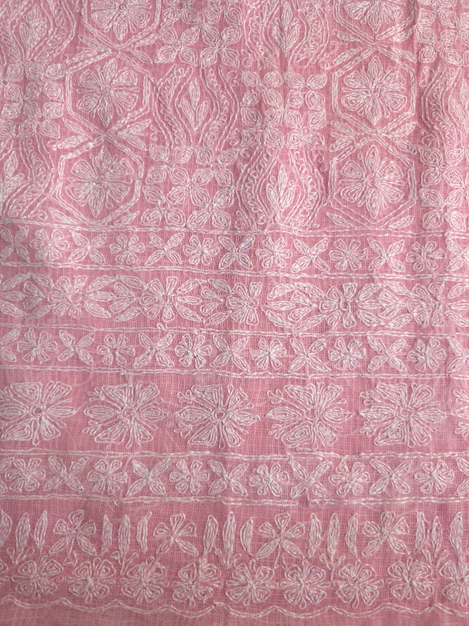 Pink Kota cotton kurta dupatta with Fine Tepchi Jaalwork