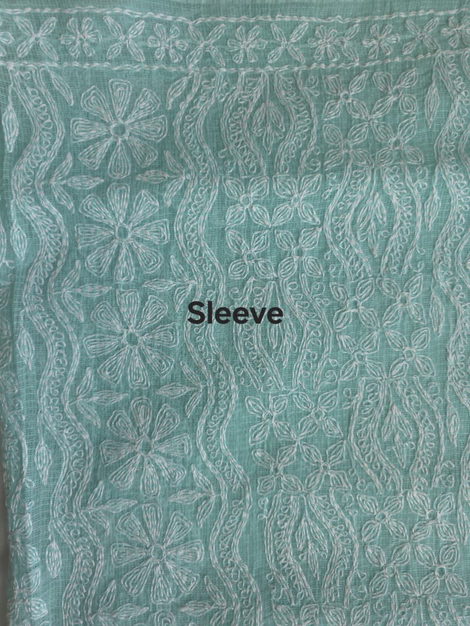 Sea Green Kota cotton kurta dupatta with fine tepchi work