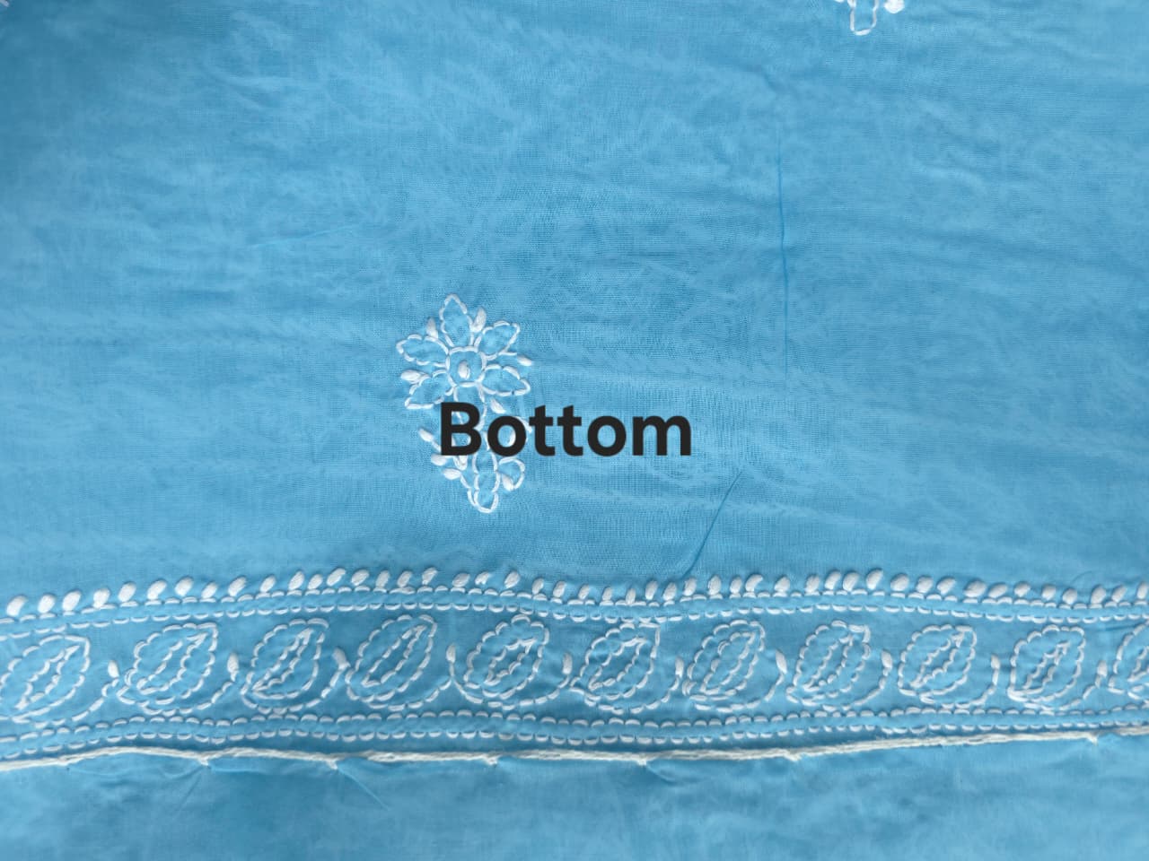 Blue Cotton full set with fine chikankari and heavy embellishments