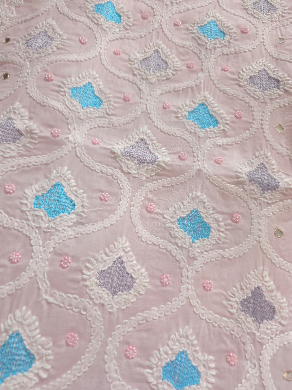 Baby pink Cotton Full suit with chikankari and embellishments