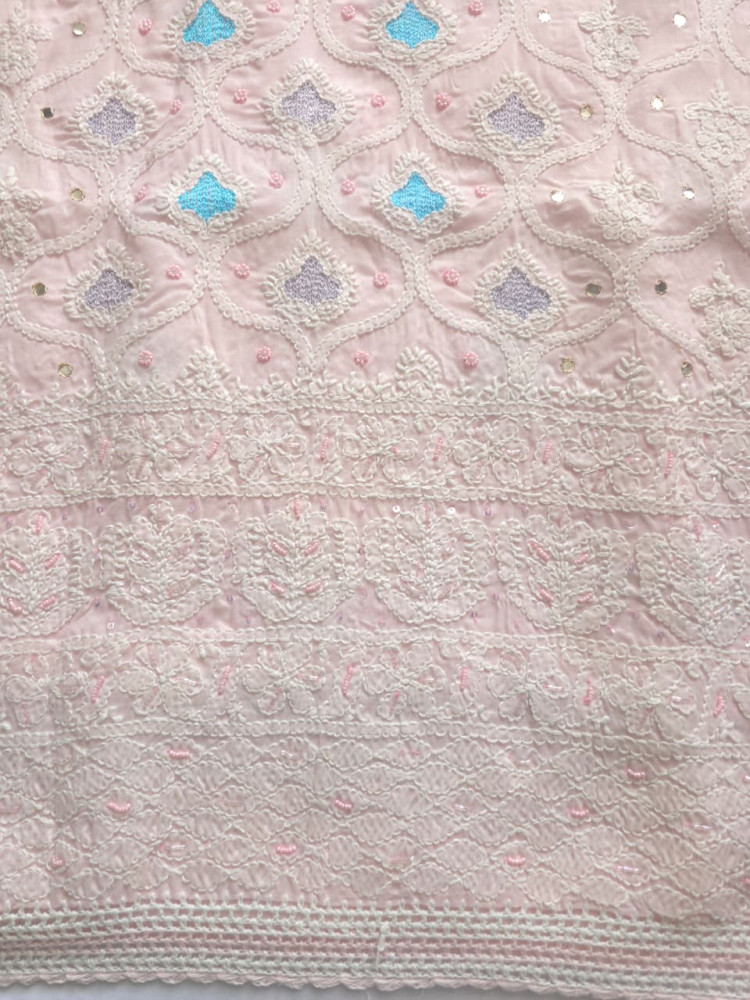 Image of Baby pink Cotton Full suit with chikankari and embellishments