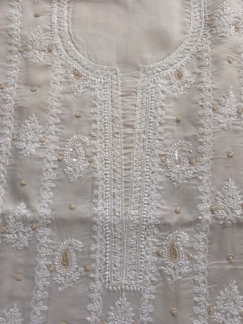 Light Grey cotton full set with heavy handwork