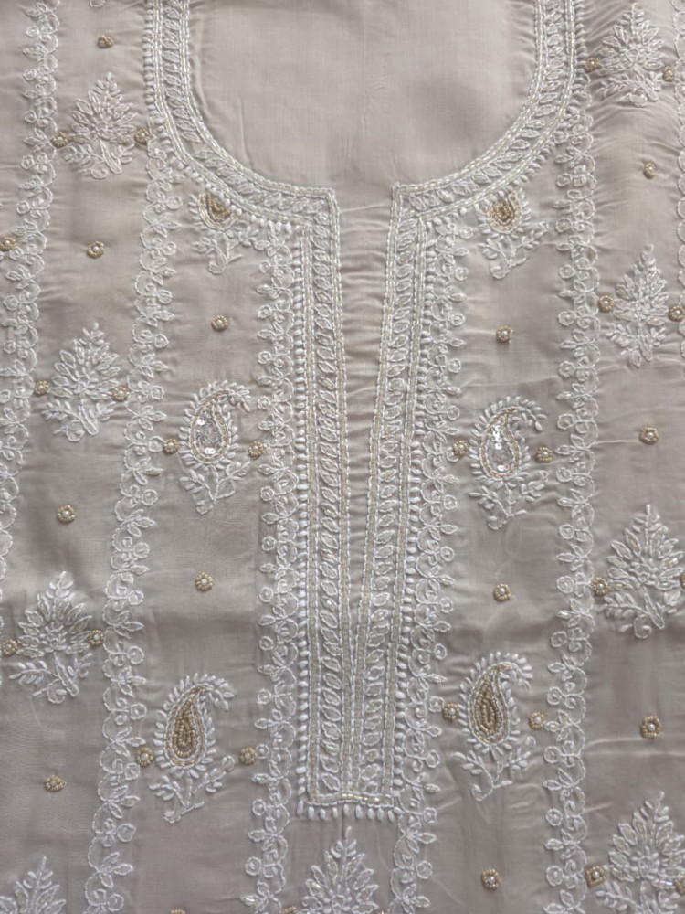 Image of Light Grey cotton full set with heavy handwork