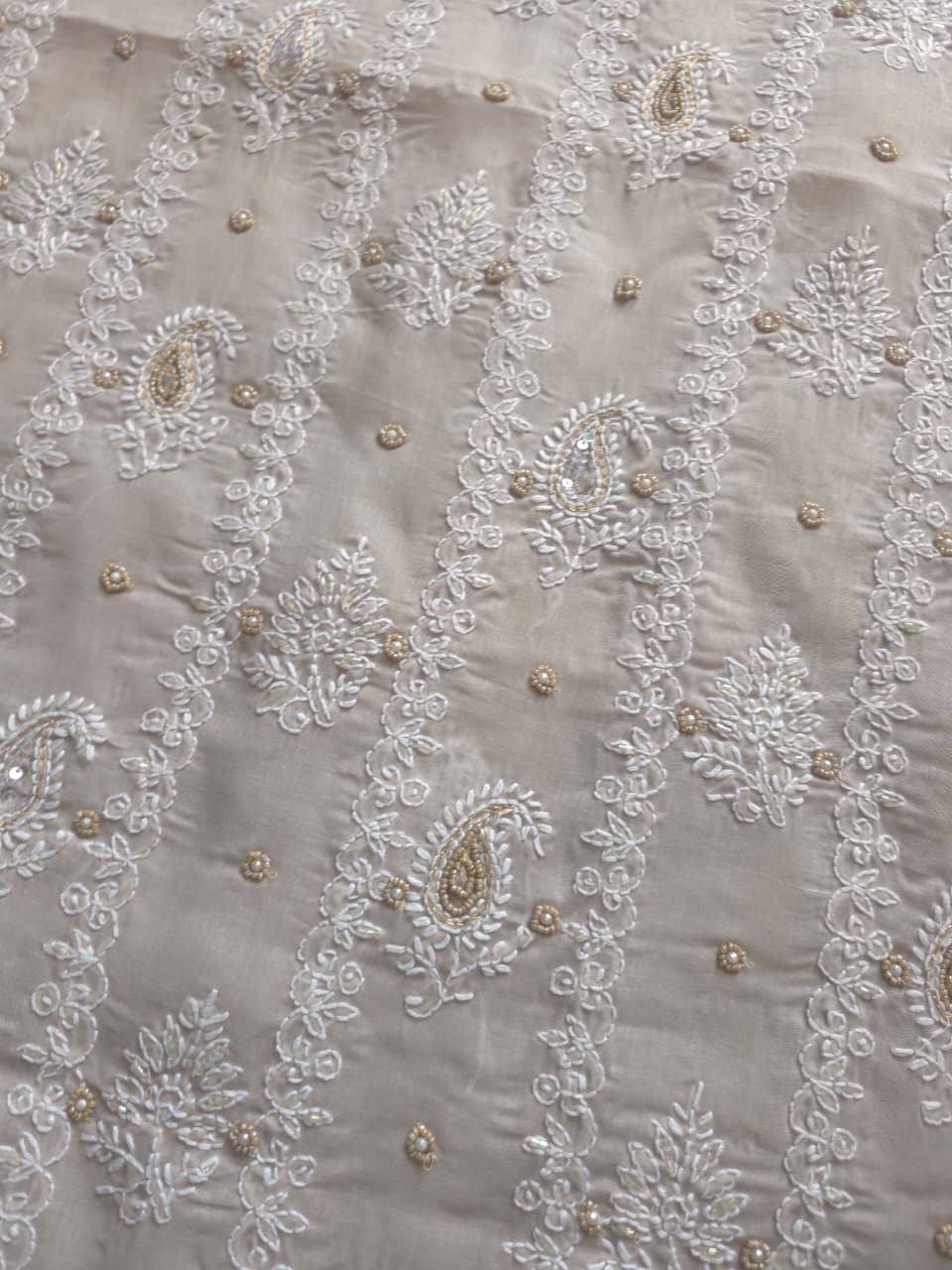 Light Grey cotton full set with heavy handwork