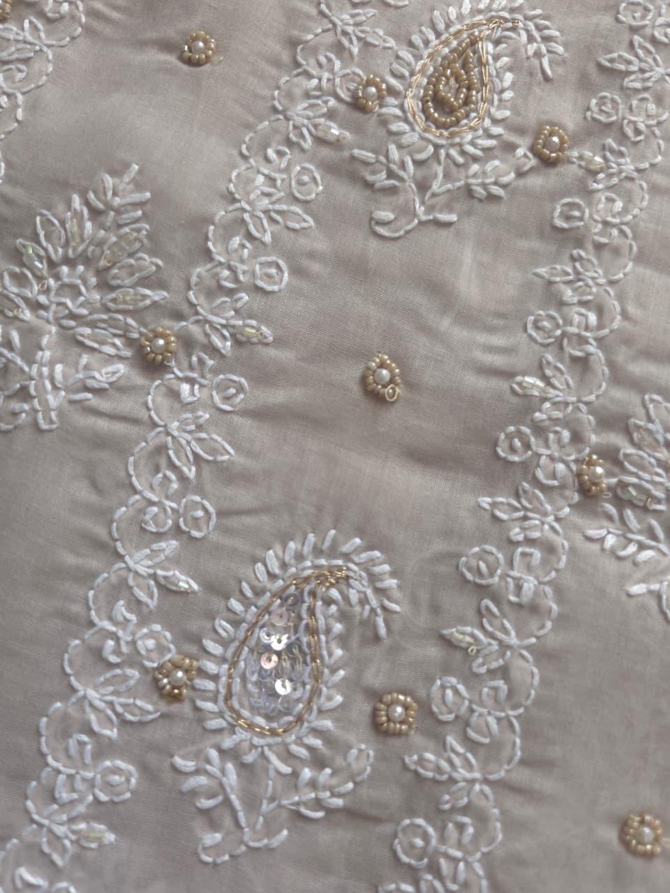 Light Grey cotton full set with heavy handwork