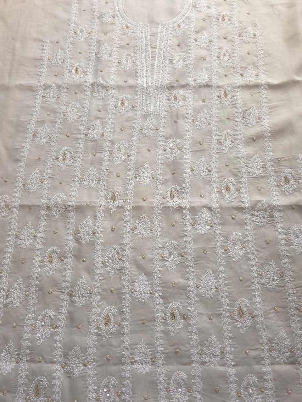 Light Grey cotton full set with heavy handwork