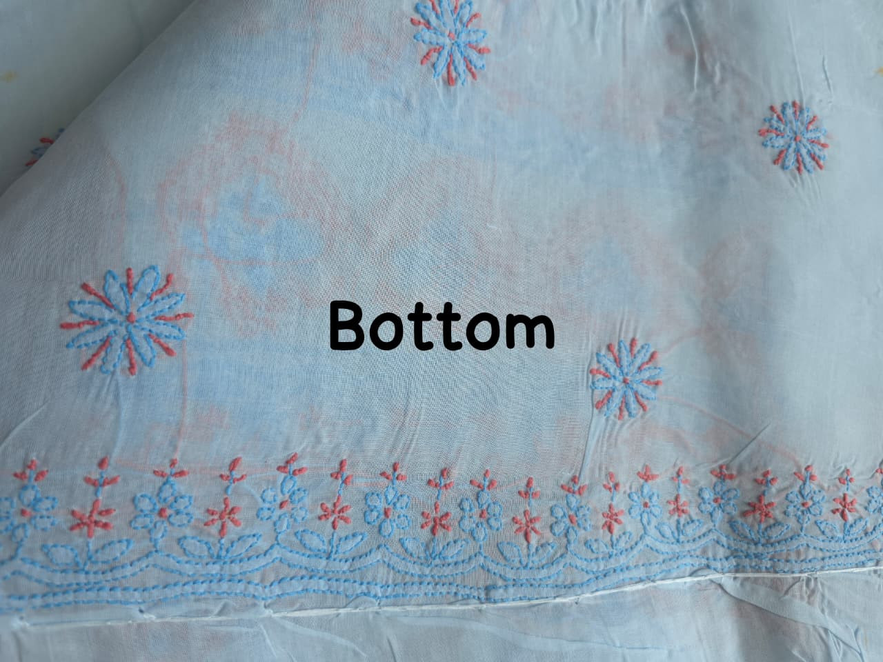 Powder blue full set with contrast work and embellishments