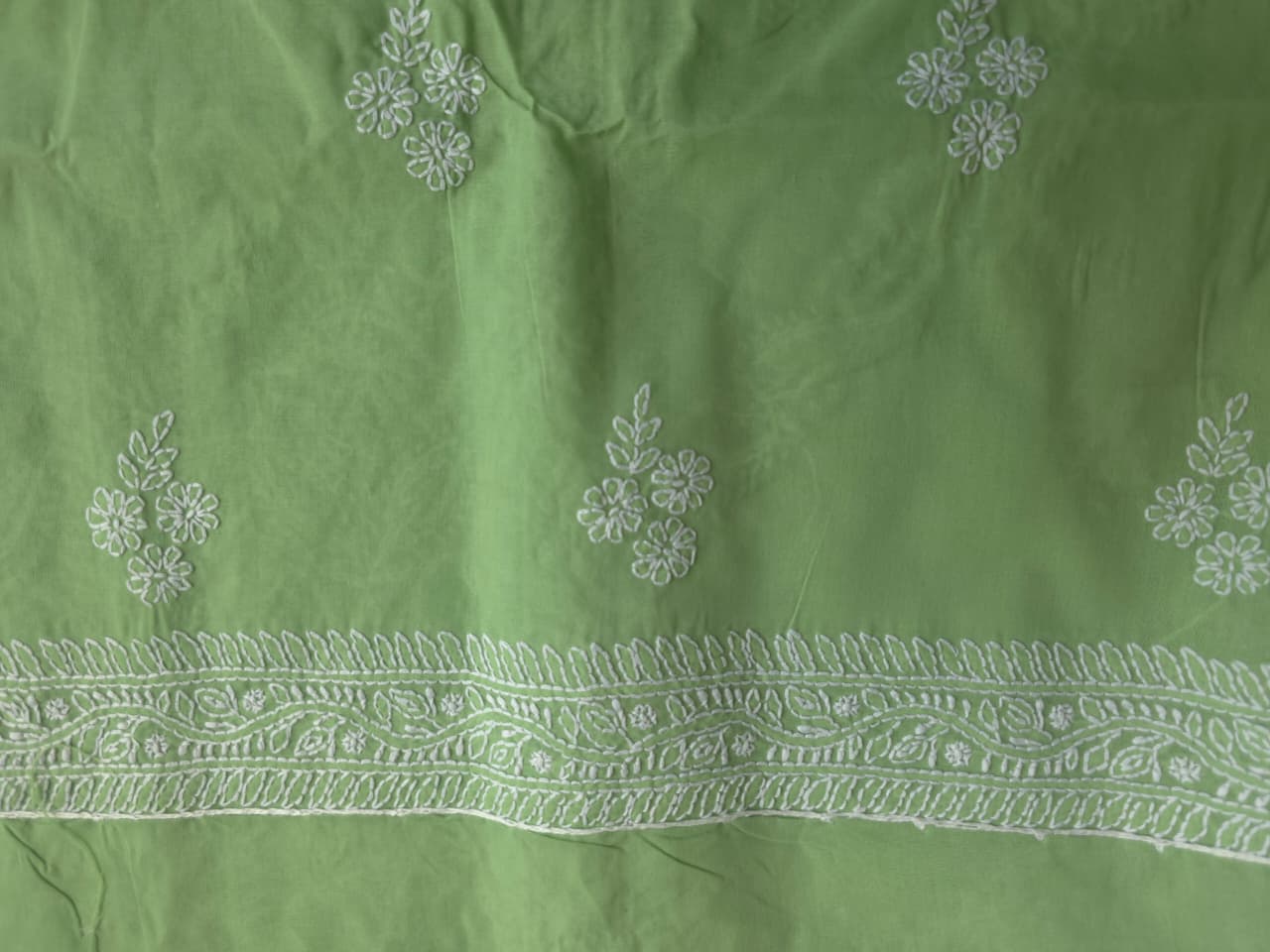 Green Cotton Full set with superfine handwork and embellishments