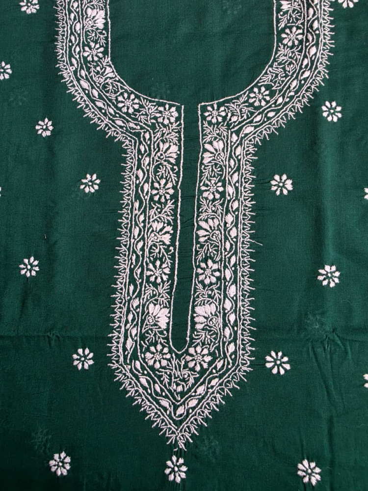 Image of Pure cotton unisex kurta fabric with fine handwork