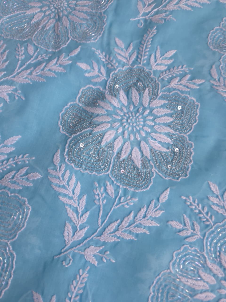 Sky Blue cotton Set with gorgeous handwork and embellishments