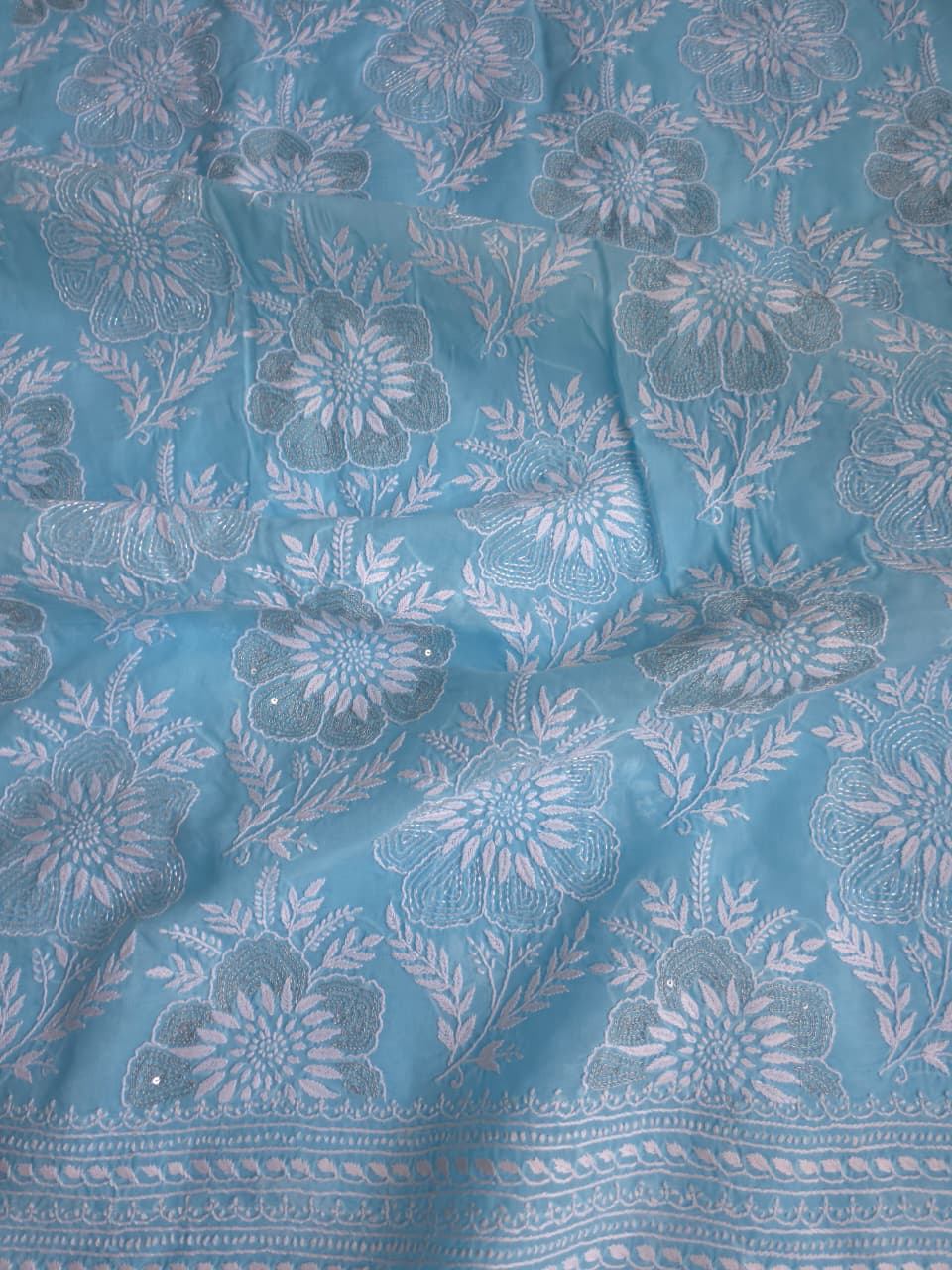 Sky Blue cotton Set with gorgeous handwork and embellishments