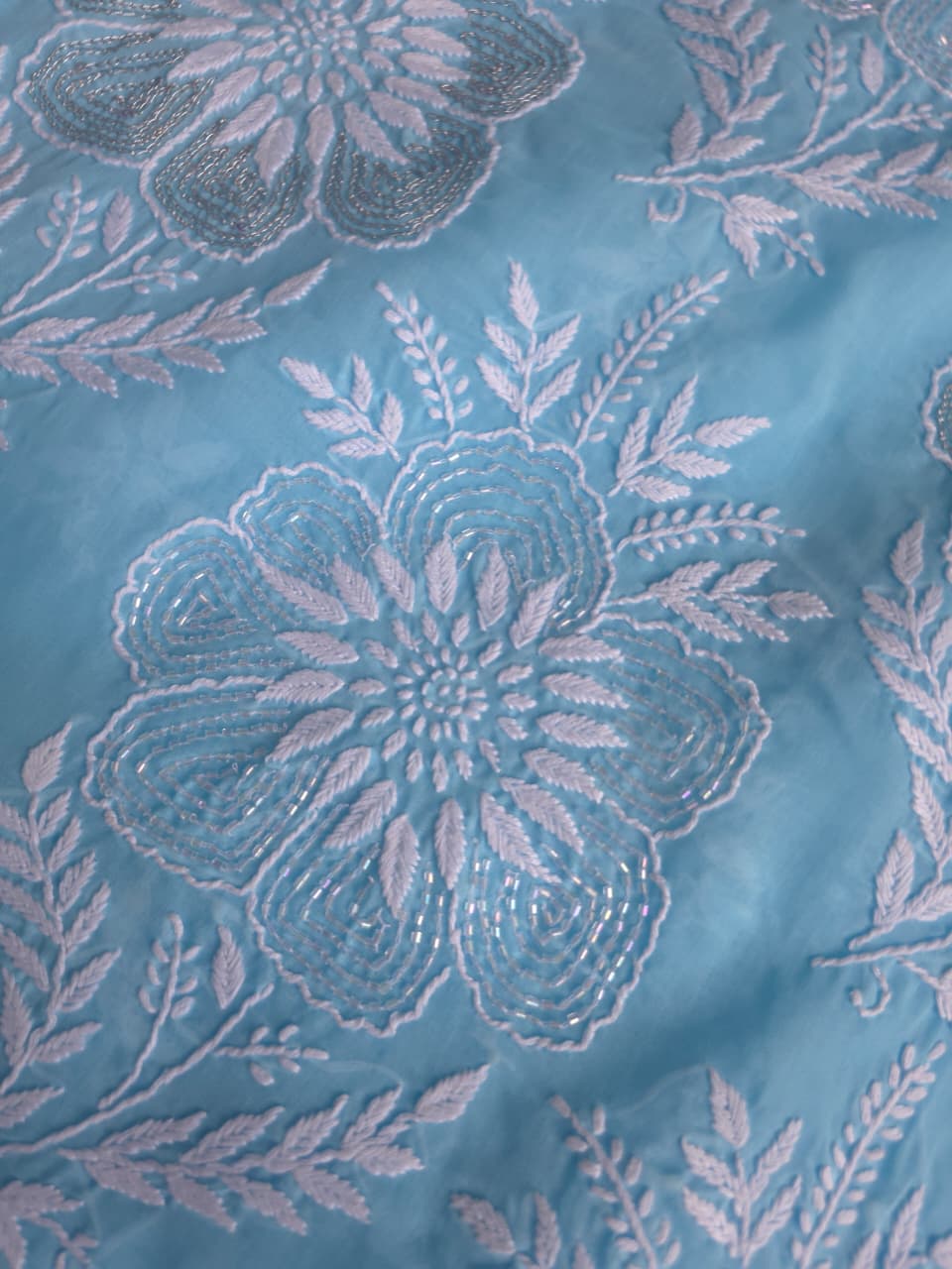 Sky Blue cotton Set with gorgeous handwork and embellishments