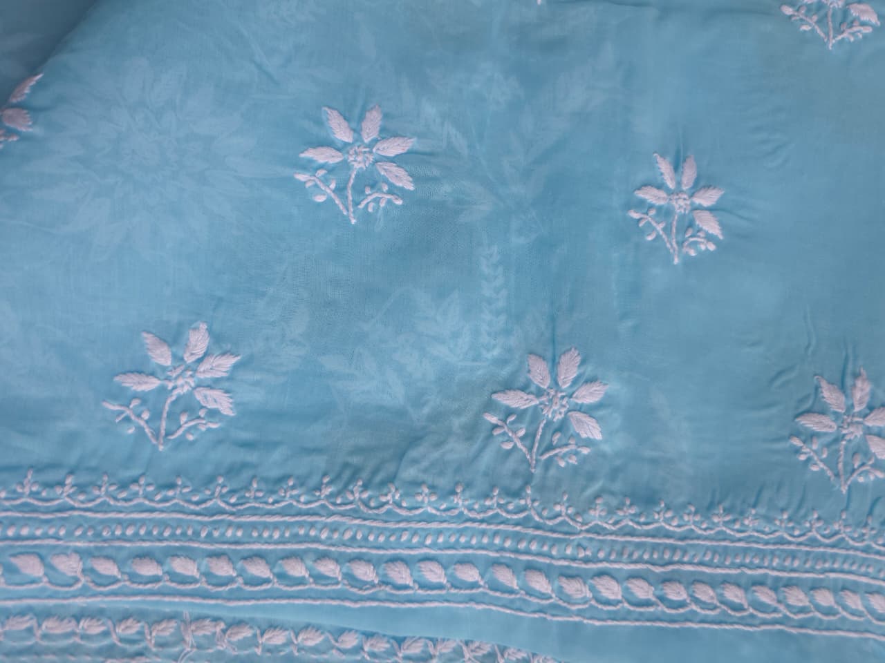 Sky Blue cotton Set with gorgeous handwork and embellishments