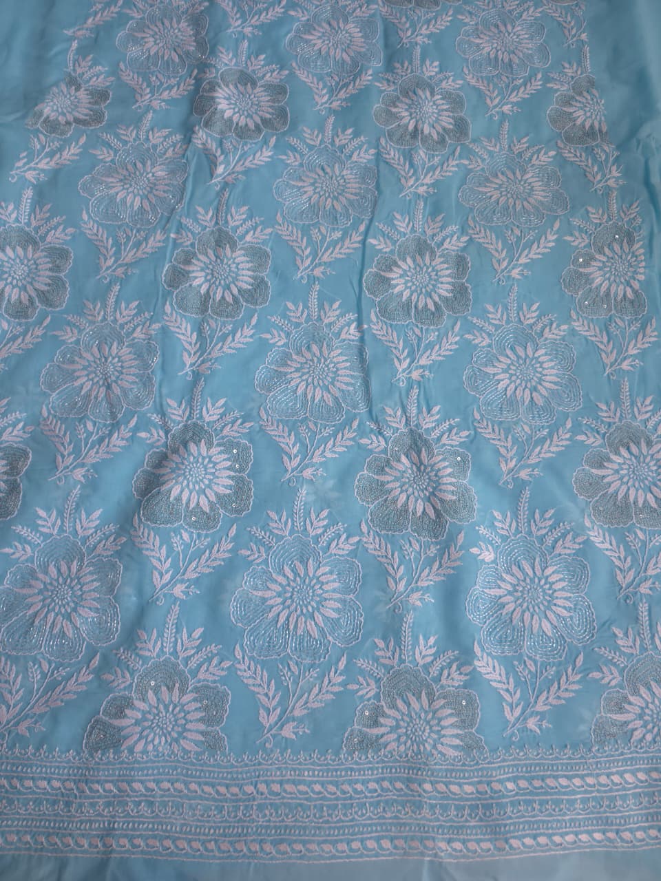Sky Blue cotton Set with gorgeous handwork and embellishments