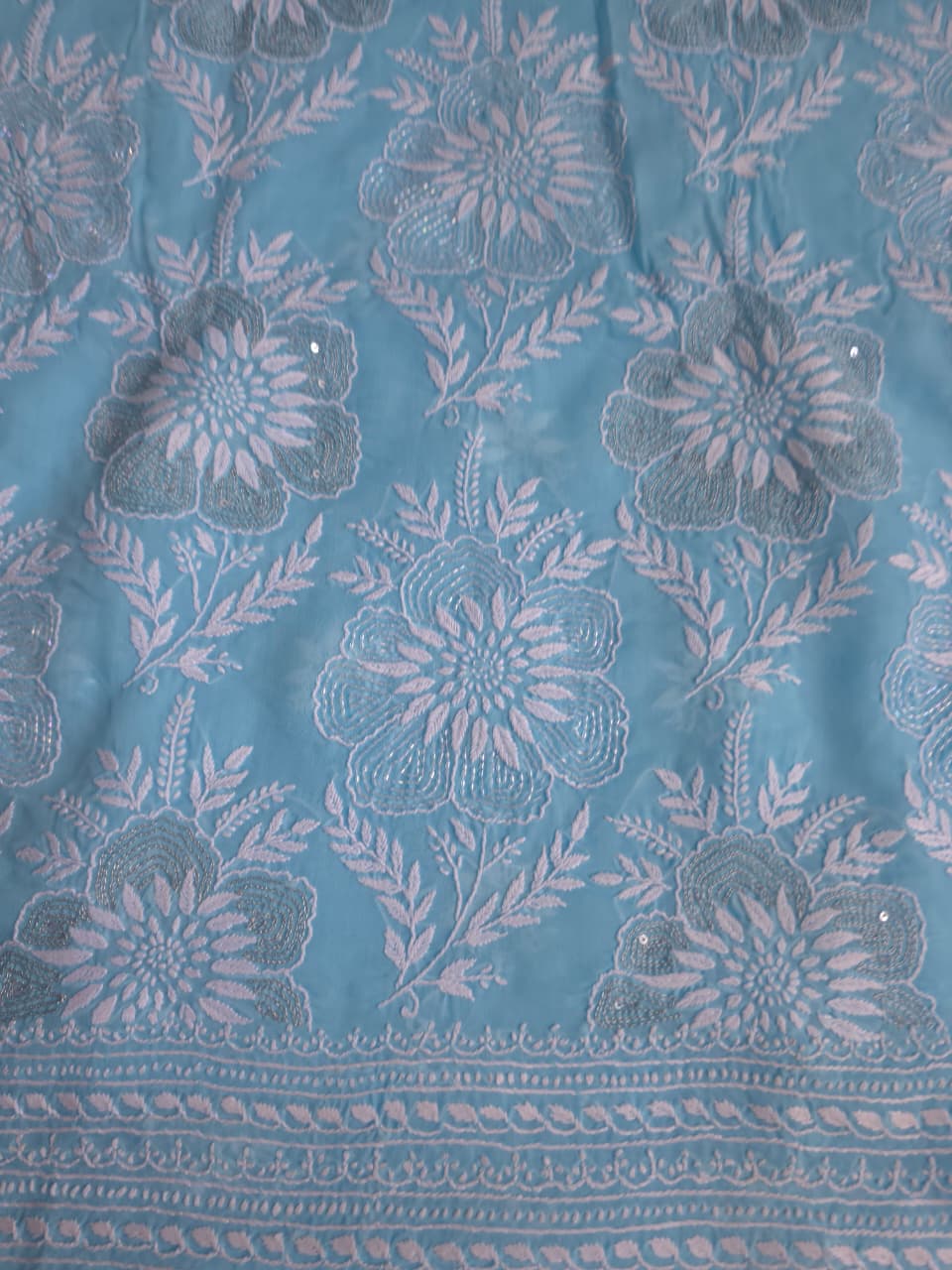Sky Blue cotton Set with gorgeous handwork and embellishments