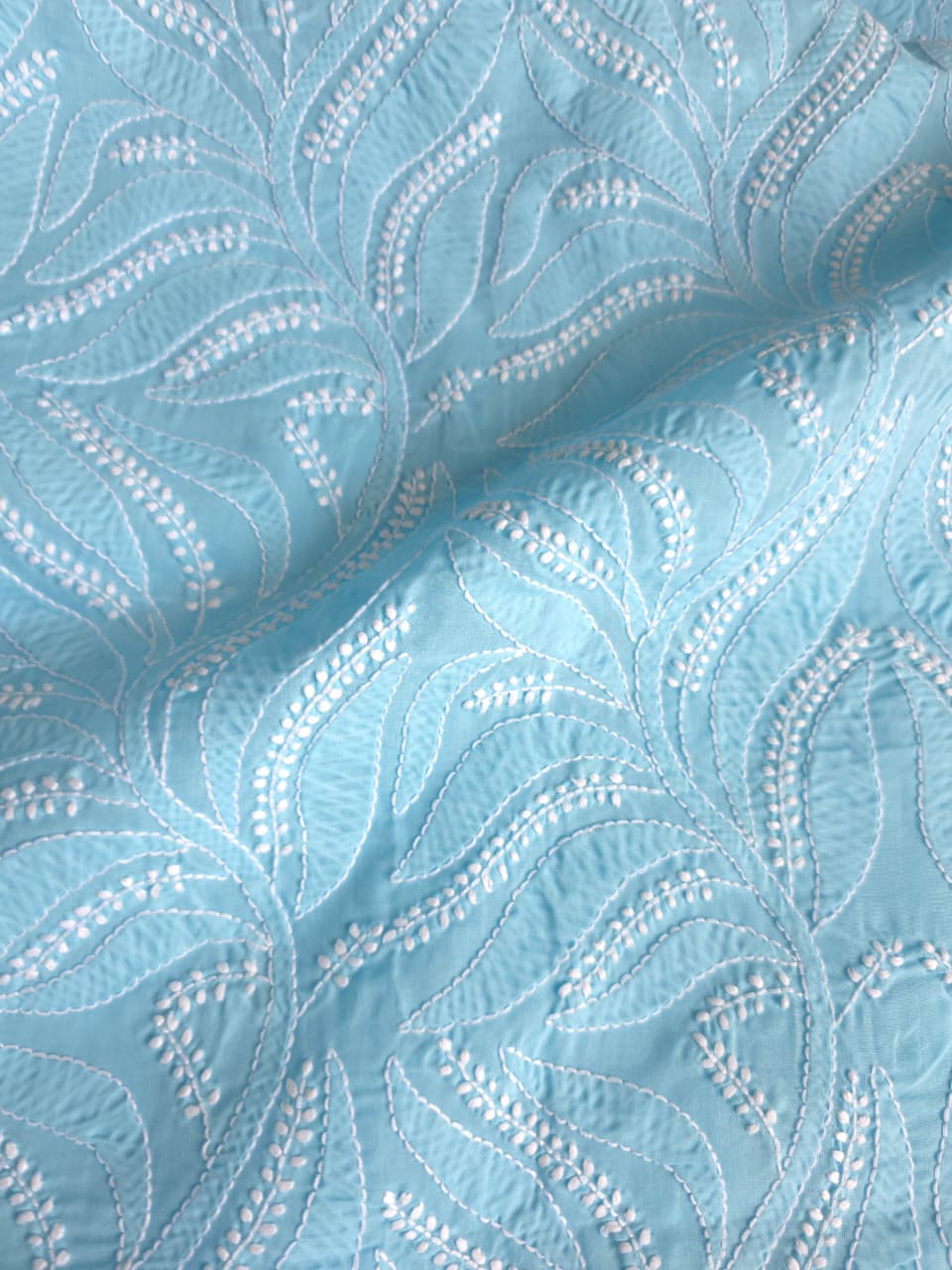 Sky Blue cotton full set with finest handwork