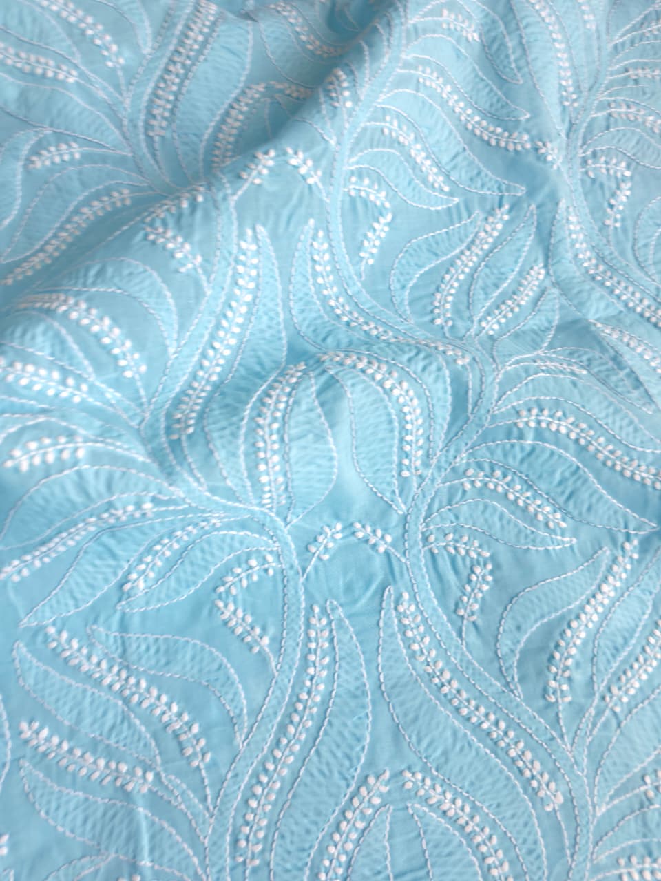 Sky Blue cotton full set with finest handwork