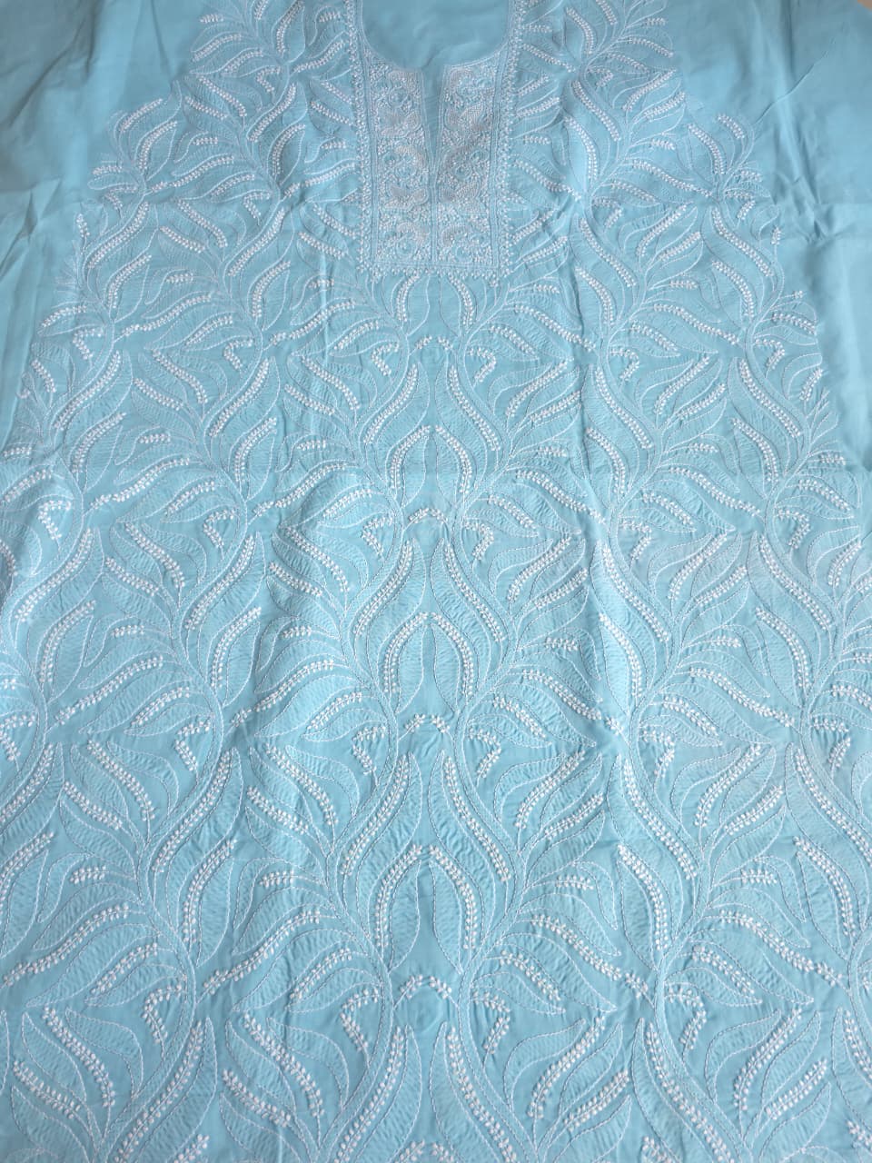 Sky Blue cotton full set with finest handwork