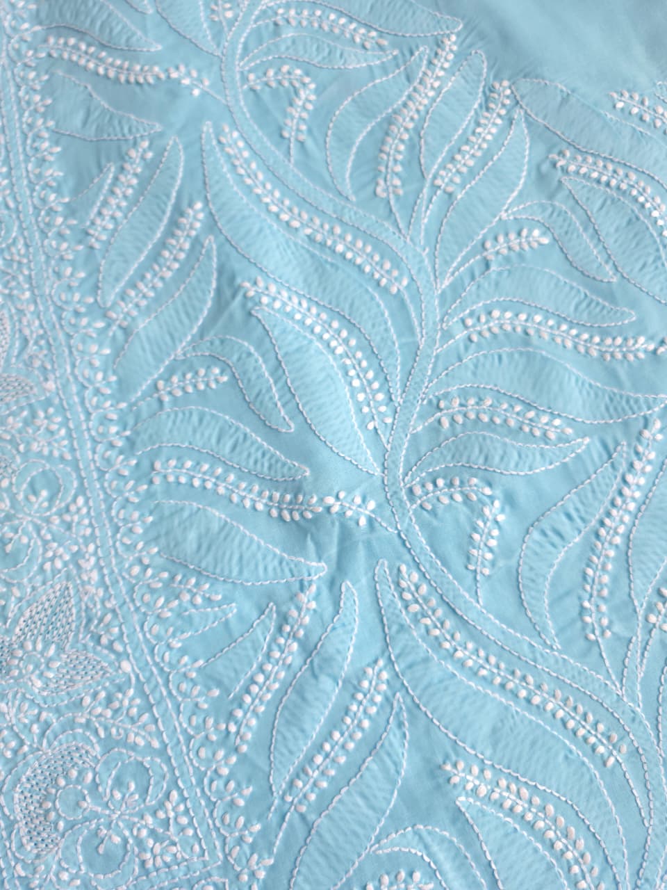 Sky Blue cotton full set with finest handwork