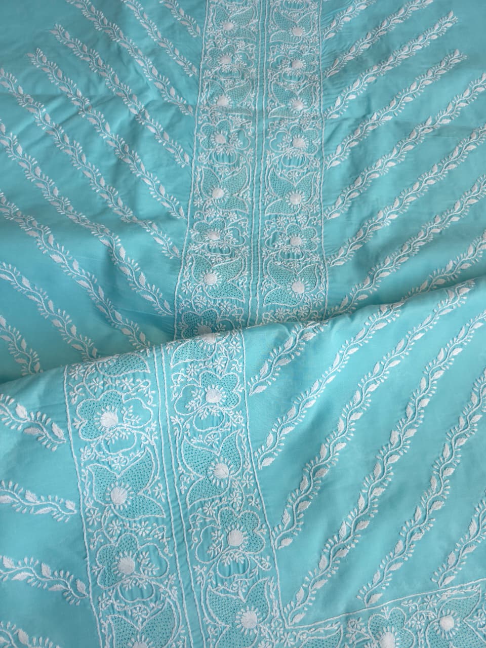 Sky blue cotton set with jaaliwork