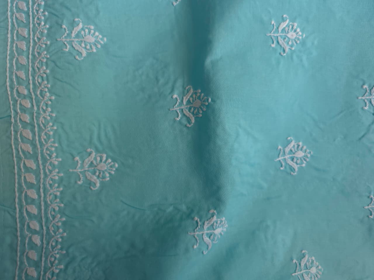 Sky blue cotton set with jaaliwork