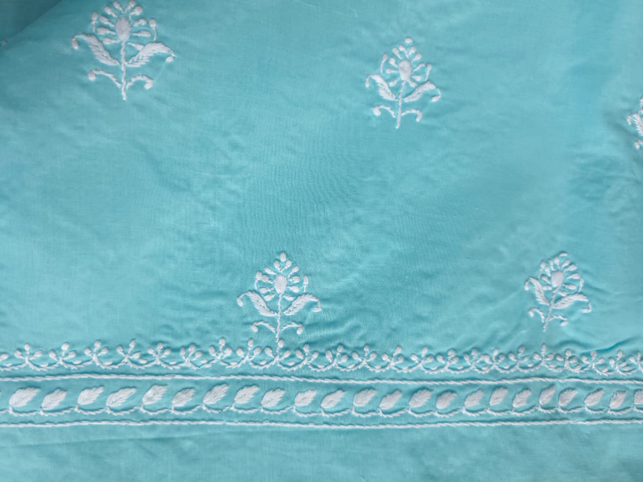 Sky blue cotton set with jaaliwork