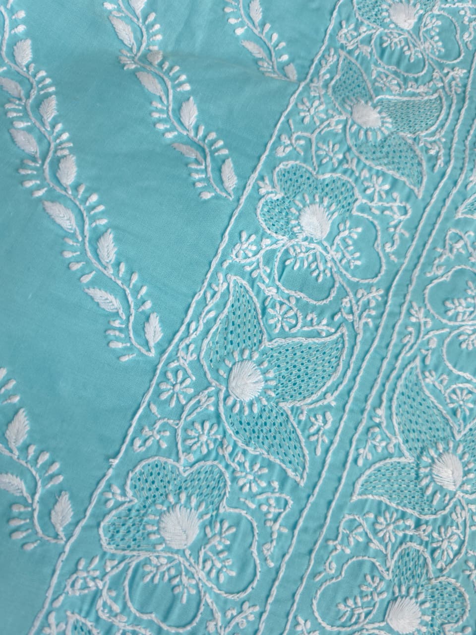 Sky blue cotton set with jaaliwork