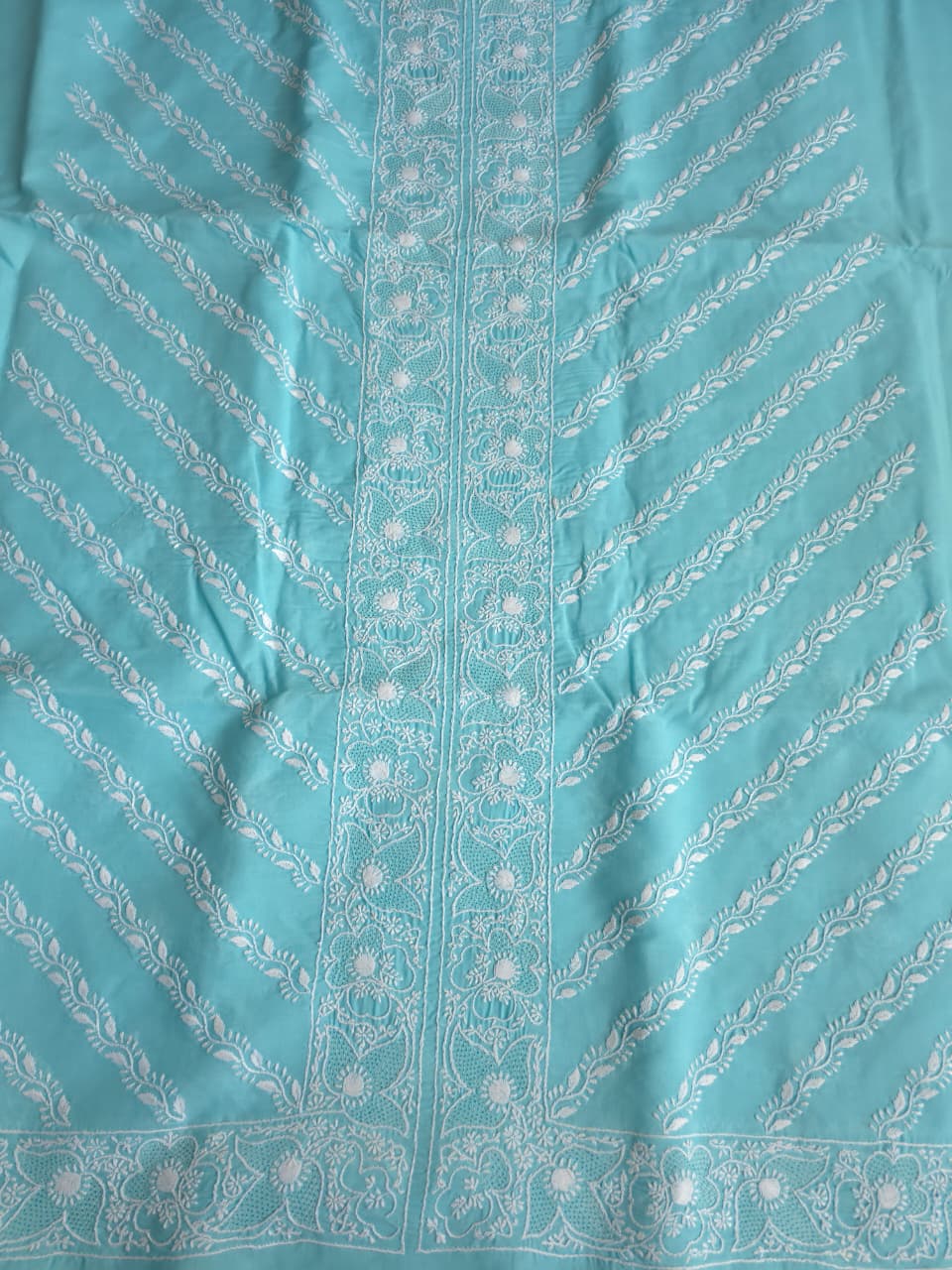 Sky blue cotton set with jaaliwork