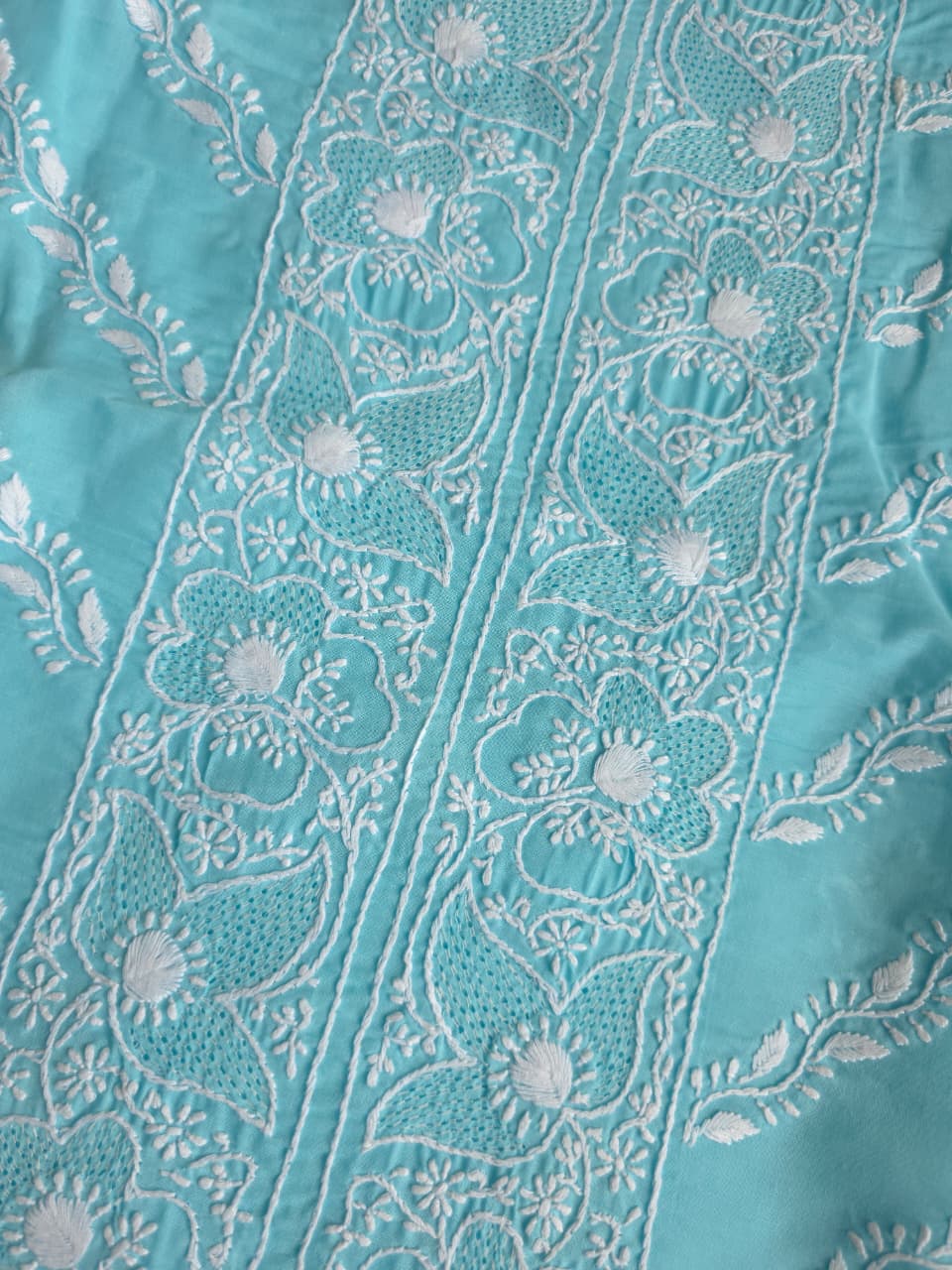 Sky blue cotton set with jaaliwork