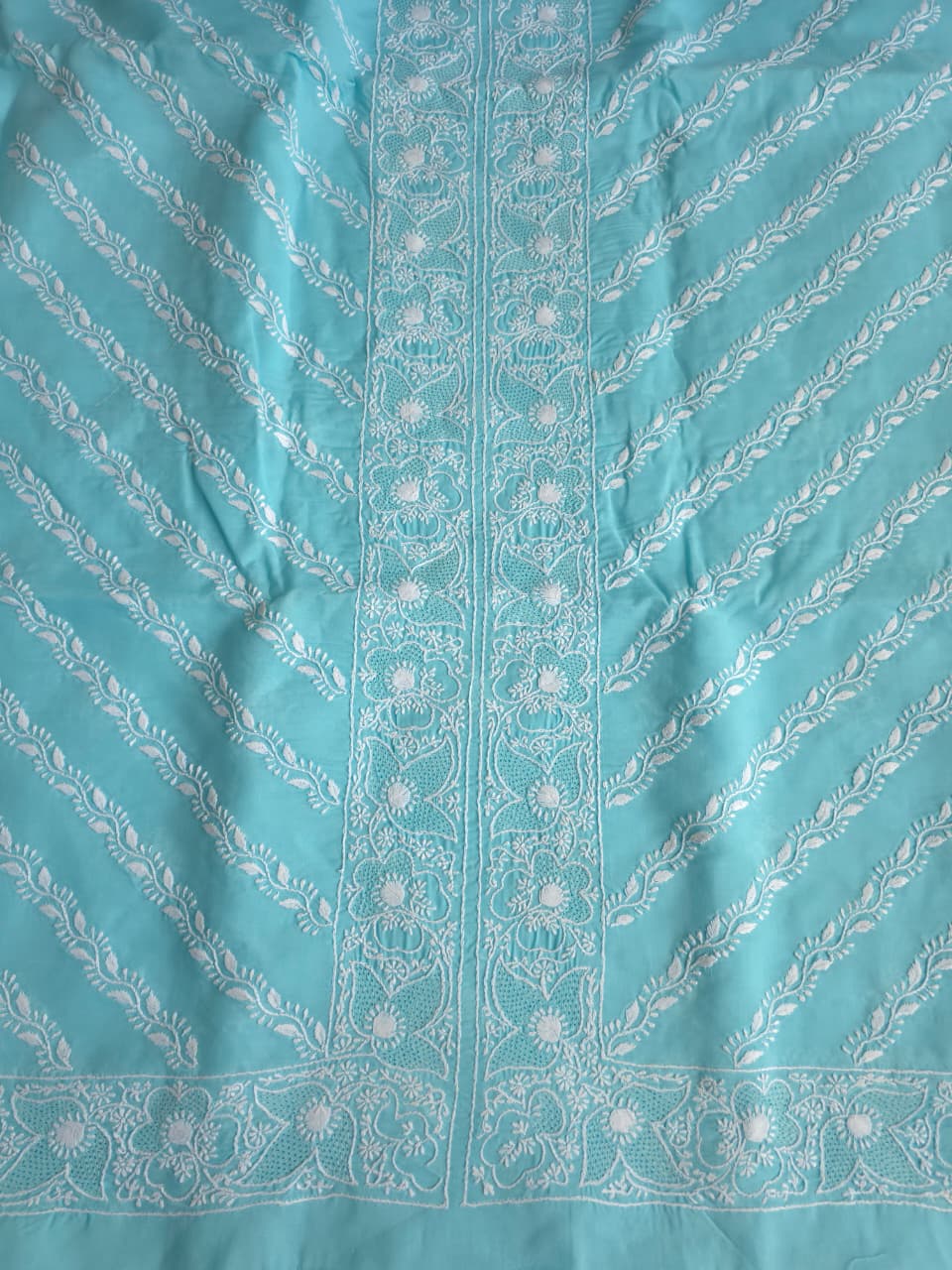 Sky blue cotton set with jaaliwork