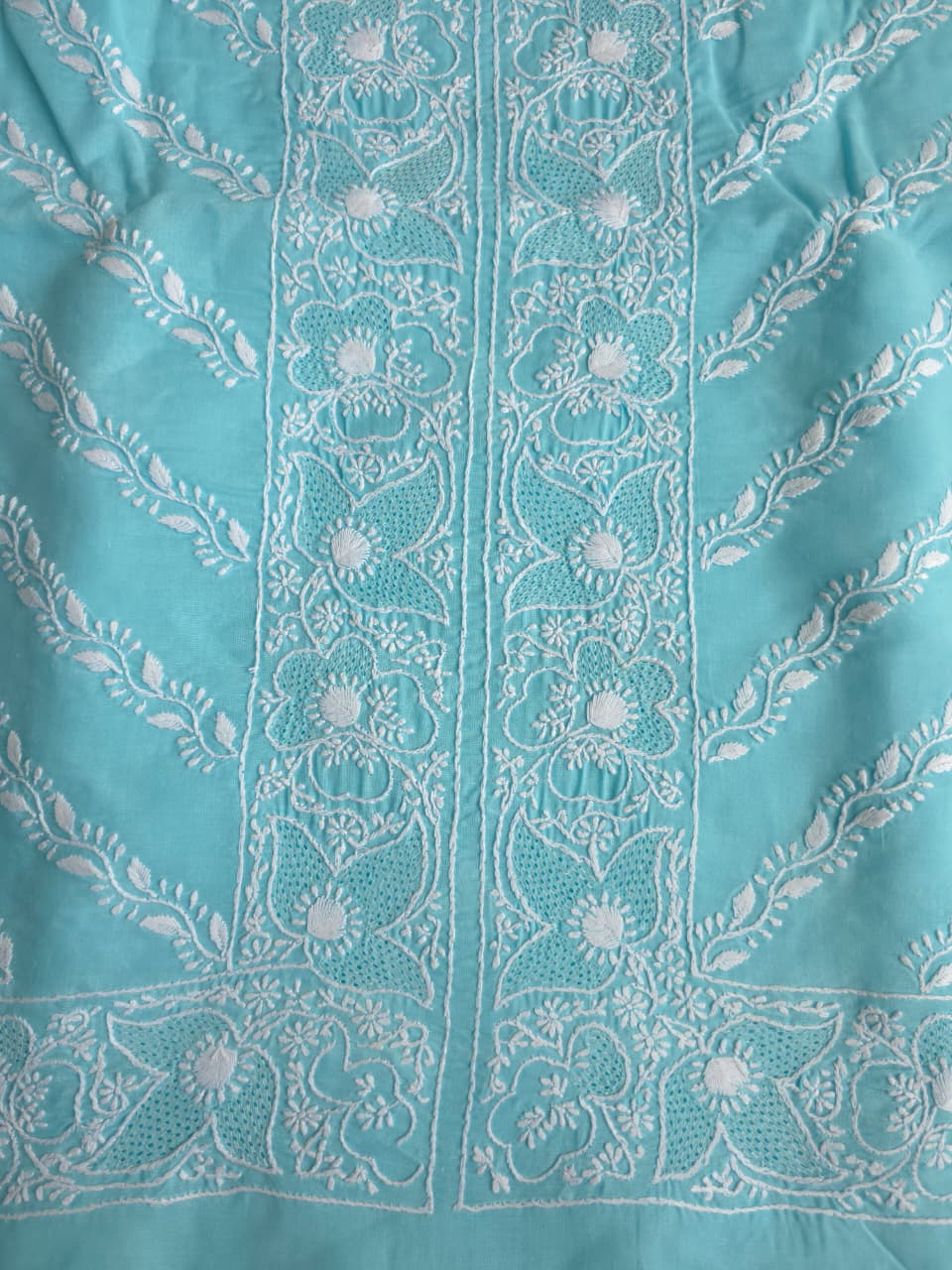 Sky blue cotton set with jaaliwork