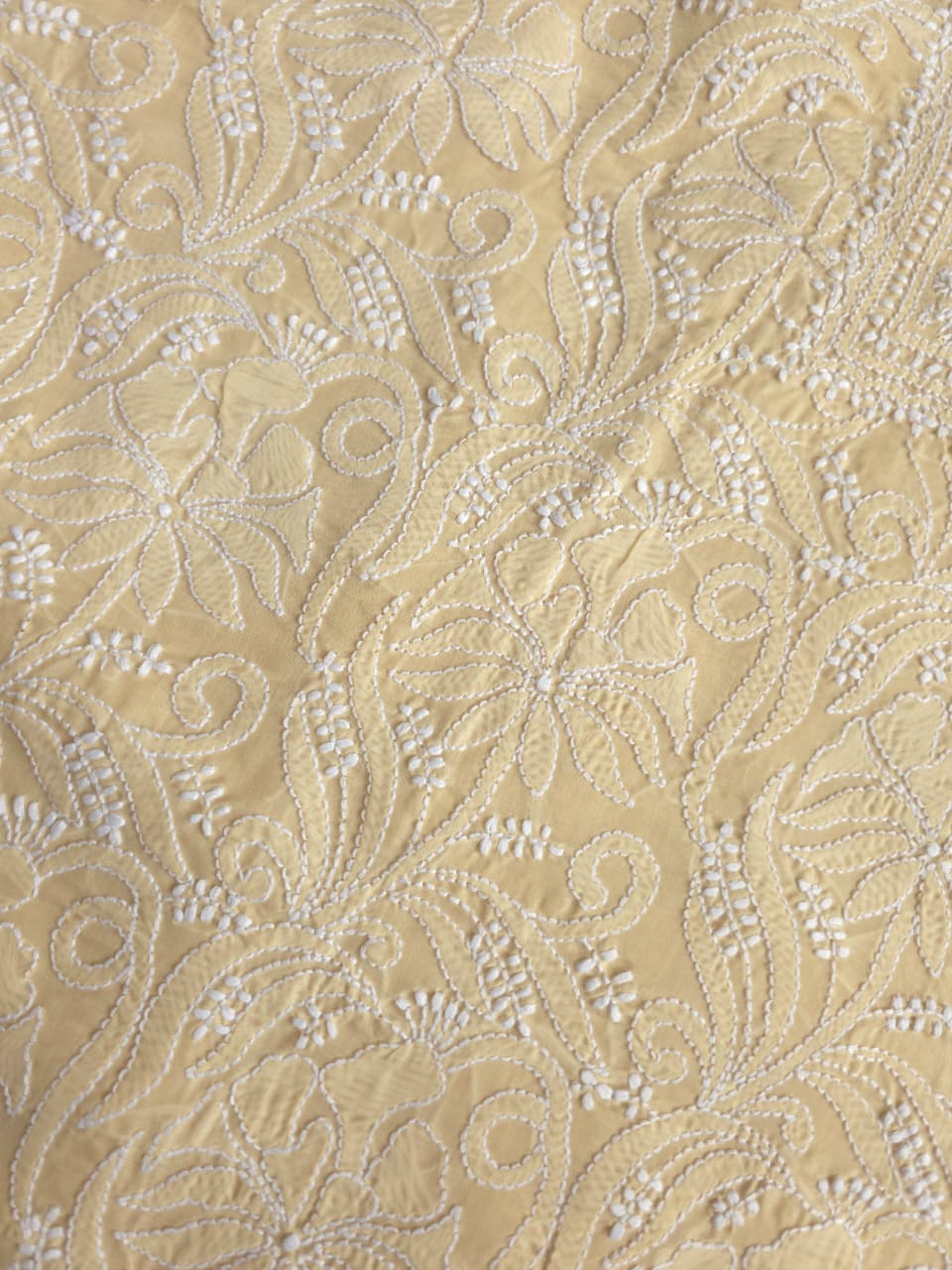 Beige cotton full set with extremely fine handwork