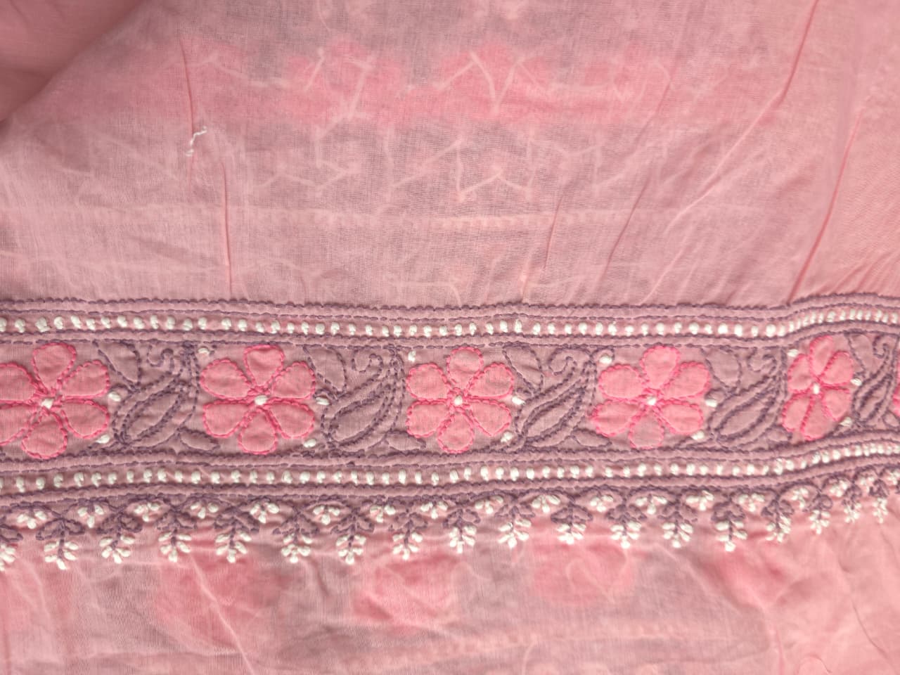 Rose Pink cotton Designer full set with intricate handwork