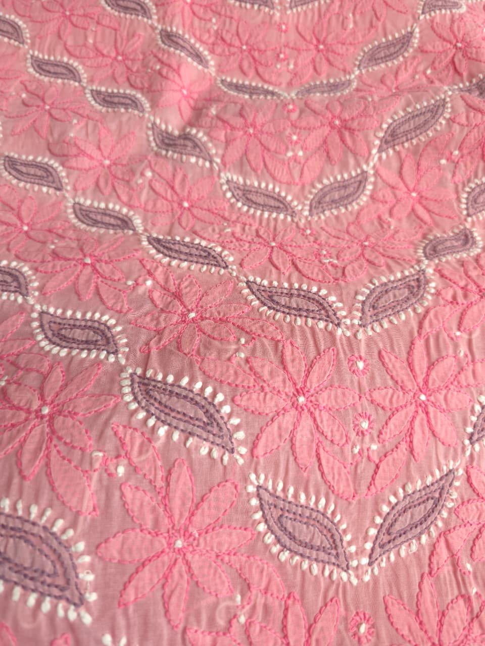 Rose Pink cotton Designer full set with intricate handwork